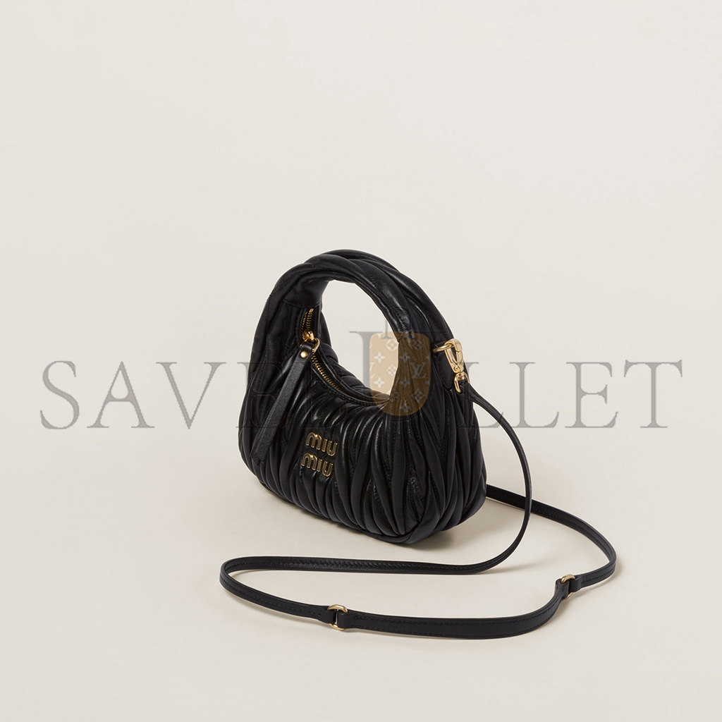 MIU MIU WANDER MATELASSÉ NAPPA LEATHER HOBO MINI-BAG 5BP078 (17.5*14*5.5cm) MIU MIU WANDER MATELASSÉ NAPPA LEATHER HOBO MINI-BAG 5BP078 (17.5*14*5.5cm)